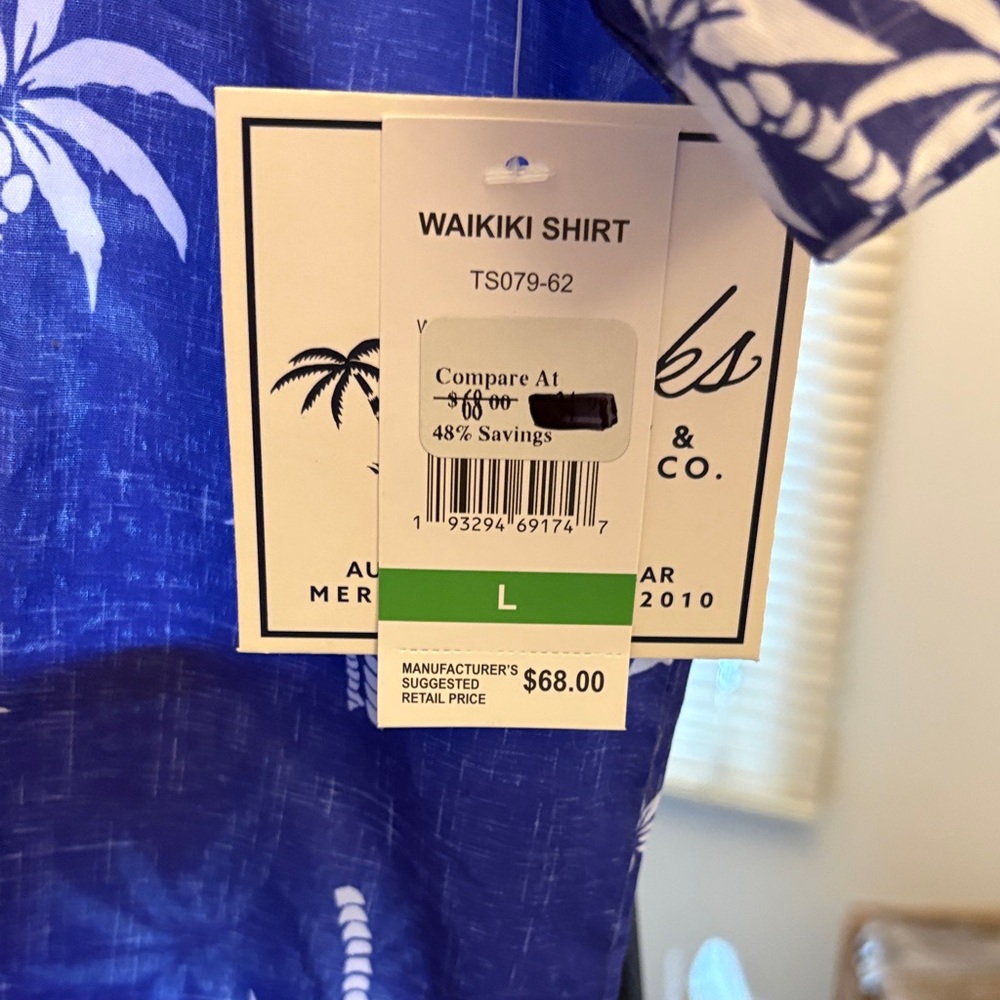 Trunks Blue Palm Print Casual Shirt - Picture 3 of 3